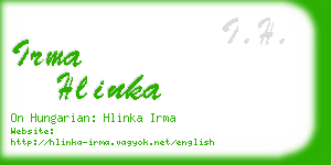 irma hlinka business card